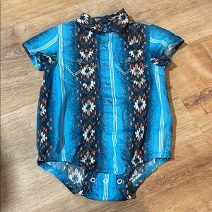 Wrangler Blue and Brown Baby Button Down Shirt